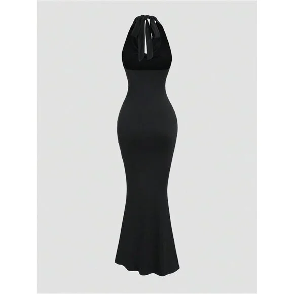 Women's Sleeveless Maxi Dress Polyster Elastane Bodycon Tie Back Formal